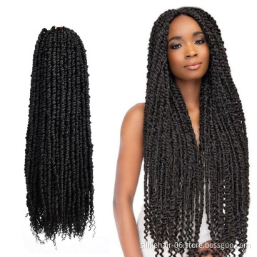 24Inch Ombre Black Brown Red Long Passion Twist Crochet Braiding Pre-Twisted Spring Bomb Braids Bulk Synthetic Hair Extensions